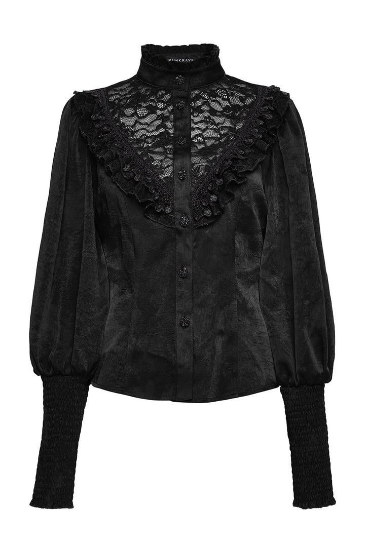 trad goth long sleeve floral lace gothic blouse