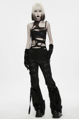 distressed mesh tank top for women