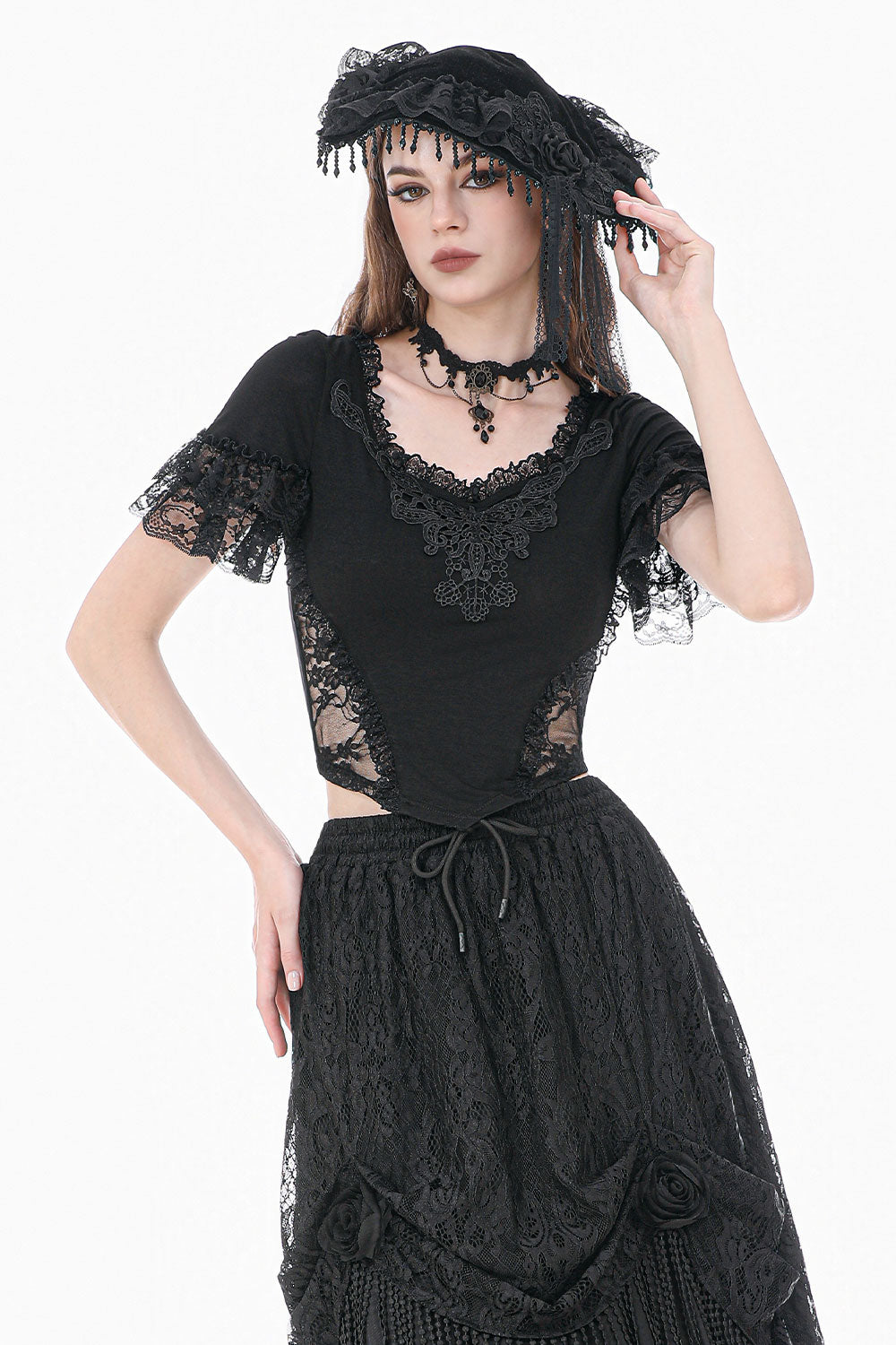 Dark In Love vintage gothic lace top