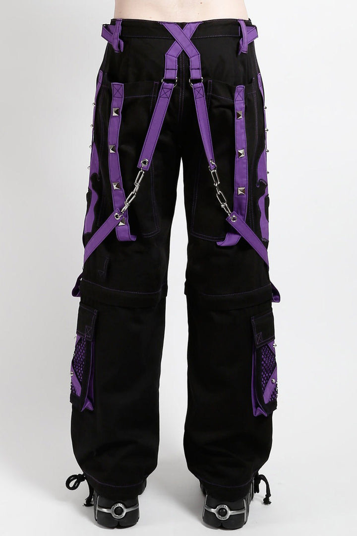 mens black baggy gothic pans with purple straps and chains