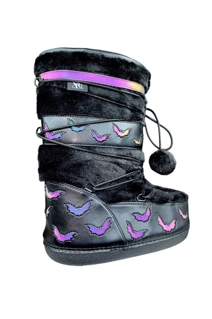 black emo faux fur snow boots