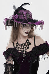 victorian goth embroidered hat