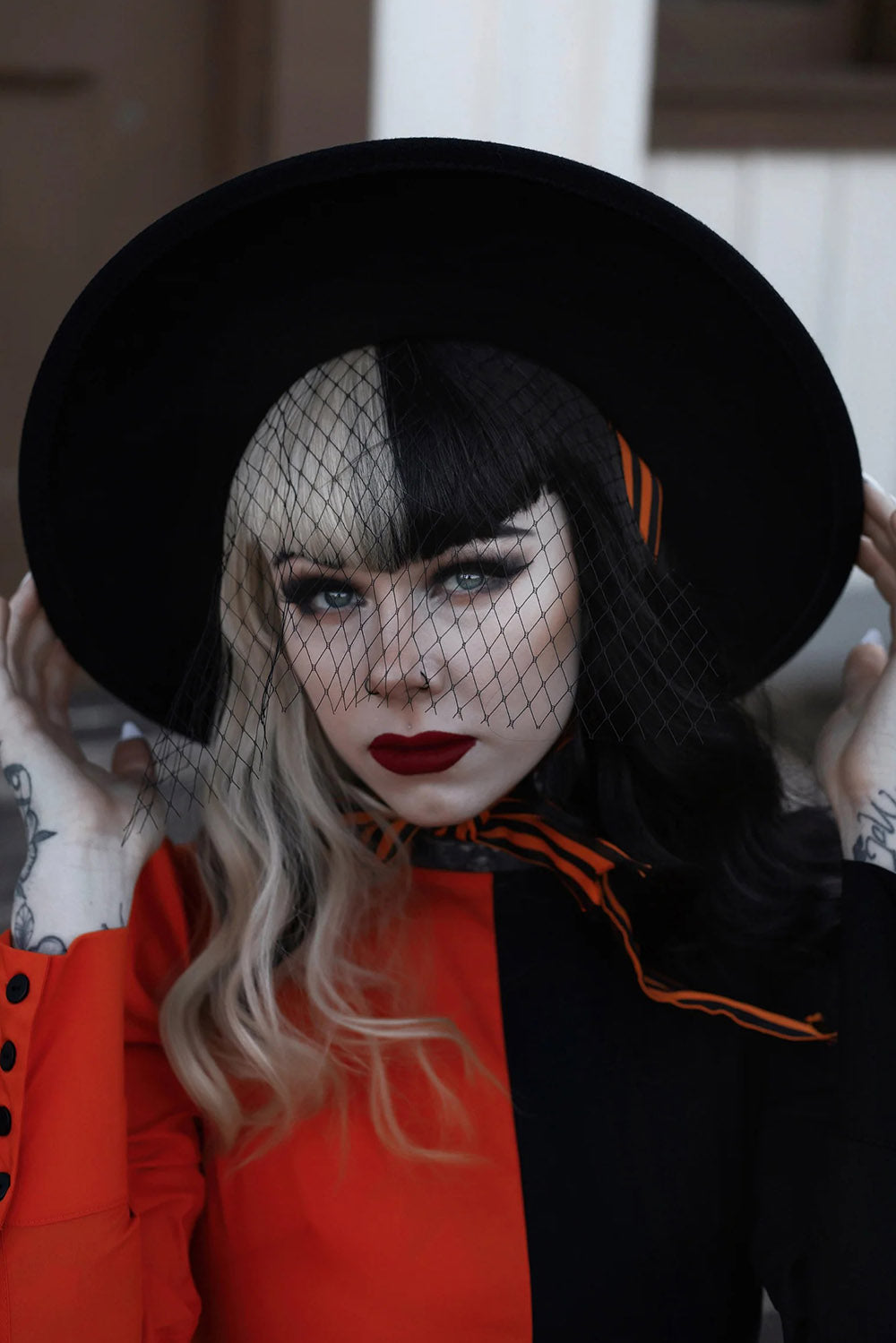 Orange Nightmare Veiled Hat