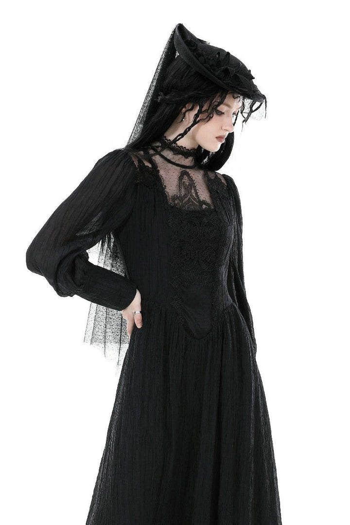 womens vintage black netting gothic hat