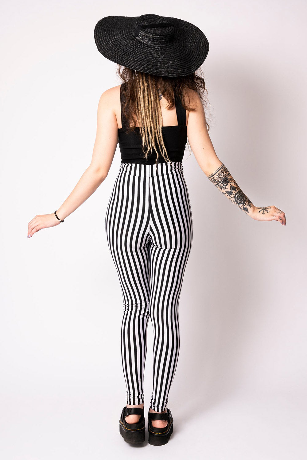 Sweet Sweet Bat Black/White Stripe Leggings