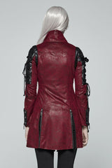 Vampiren Cyber Goth Leather Coat [BLOOD RED]