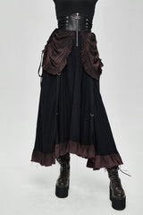 Womens long black and red ruffled skirt