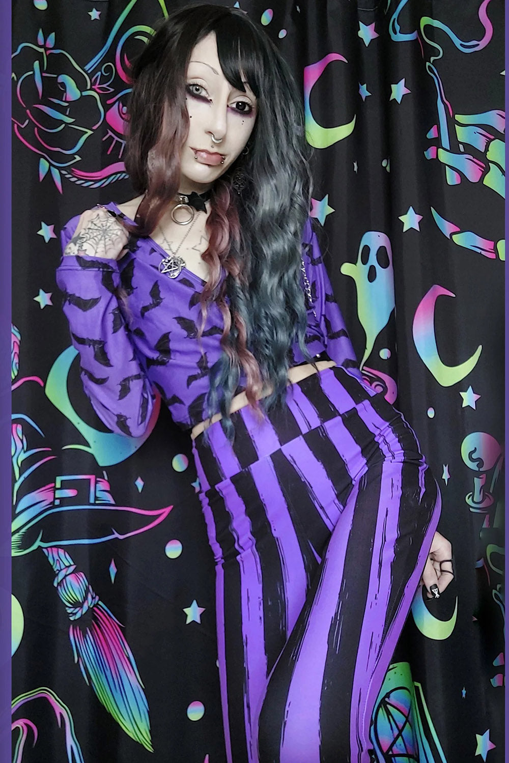 Purple and Black Striped Hellz Bellz Flares [BLACK/PURPLE]