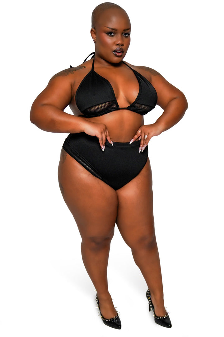 womens emo high waisted fishnet bikini bottoms