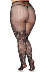 Tattooed Scallops Fishnet Stockings [PLUS SIZE]