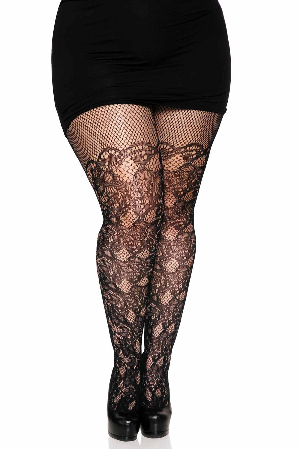 Tattooed Scallops Fishnet Stockings [PLUS SIZE]