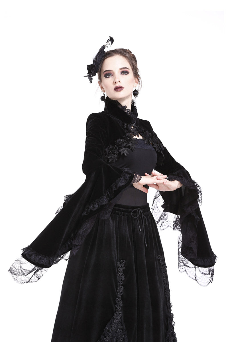 womens black velvet goth coat