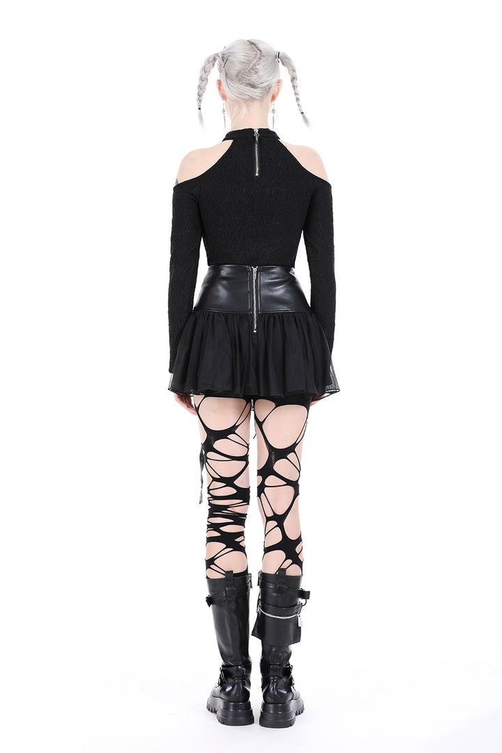 womens shoulder cut-out gothic blouse