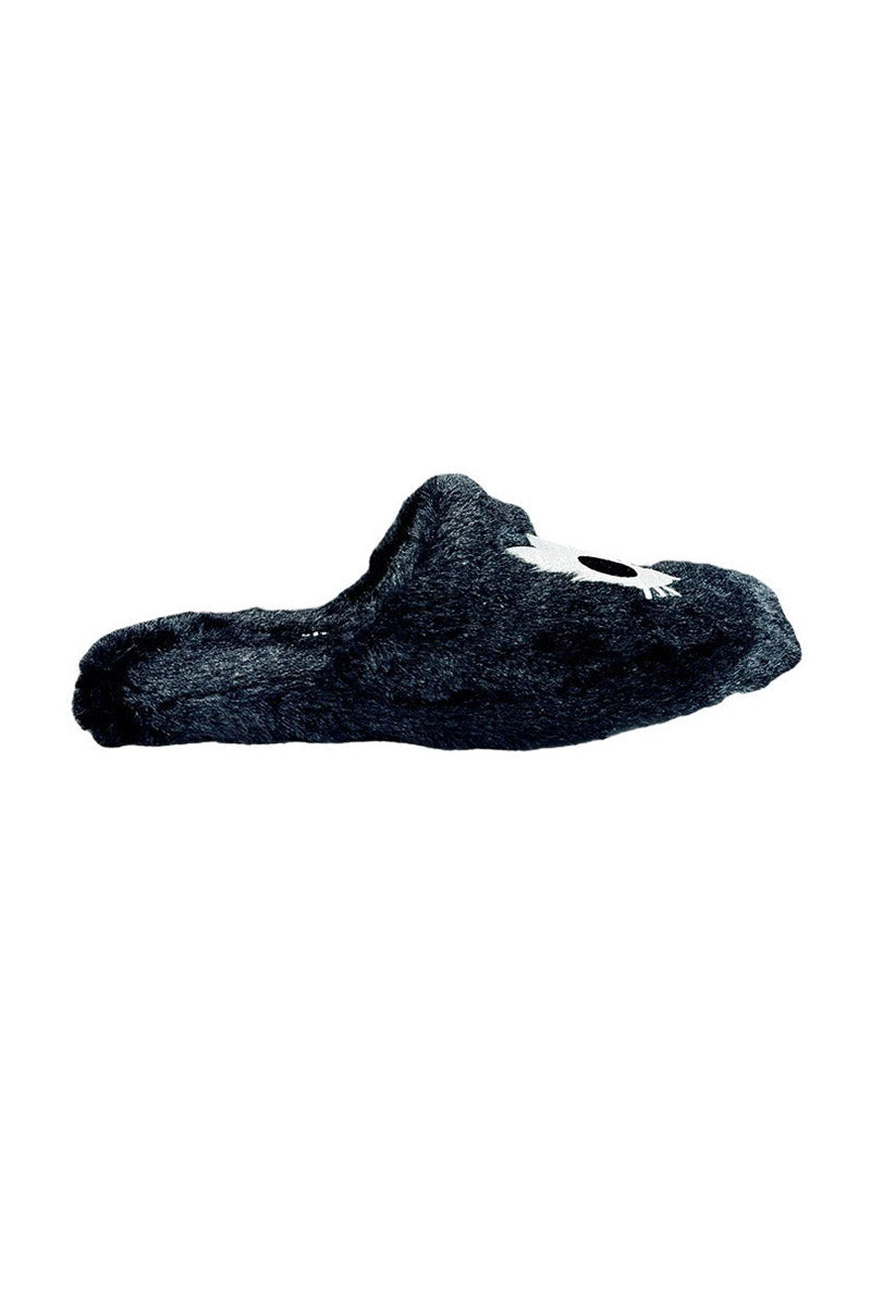 Kreepy Kozy Kitty Skull Slippers [Black/White]