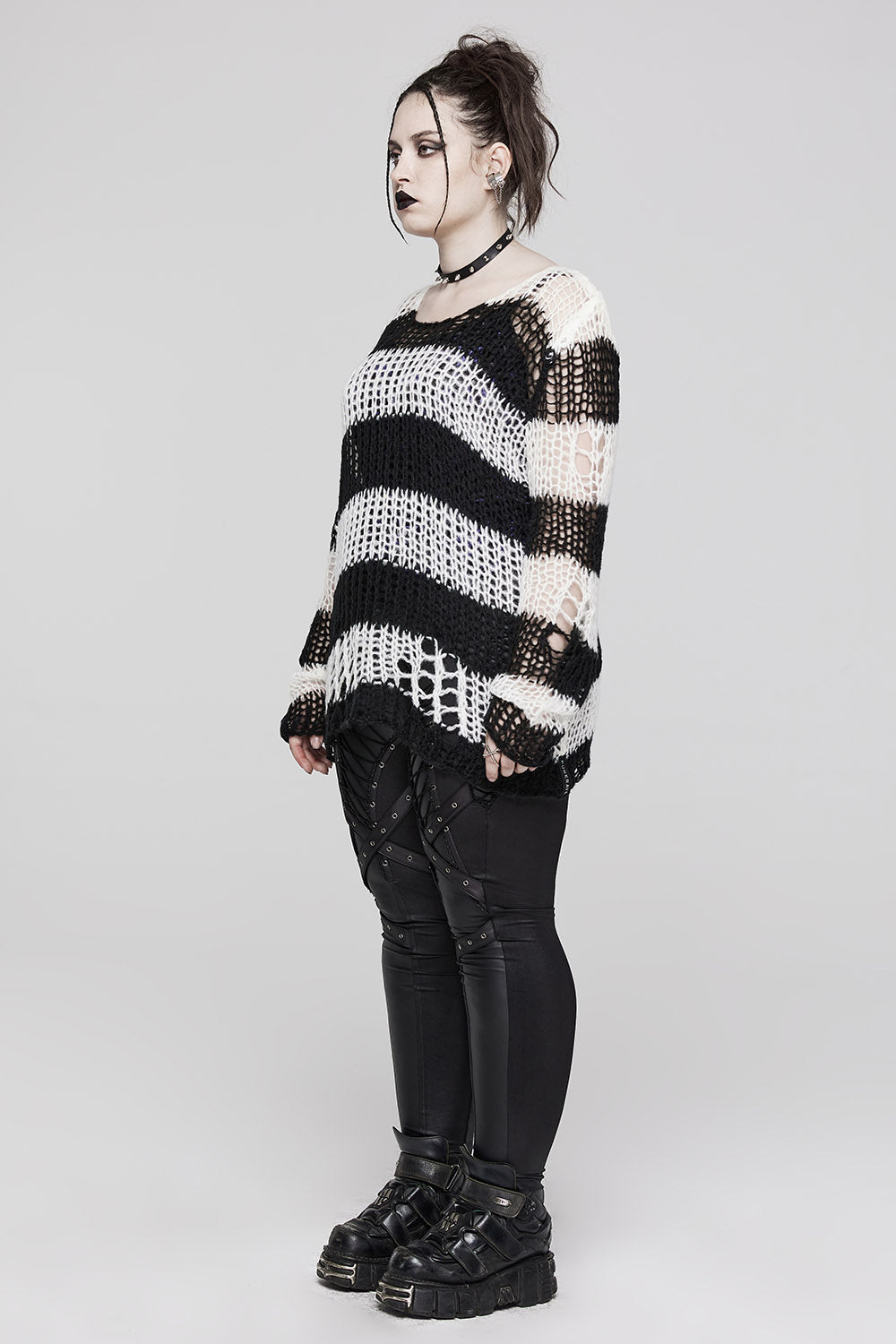 Grunge Gloom Striped Sweater [BLACK/WHITE]