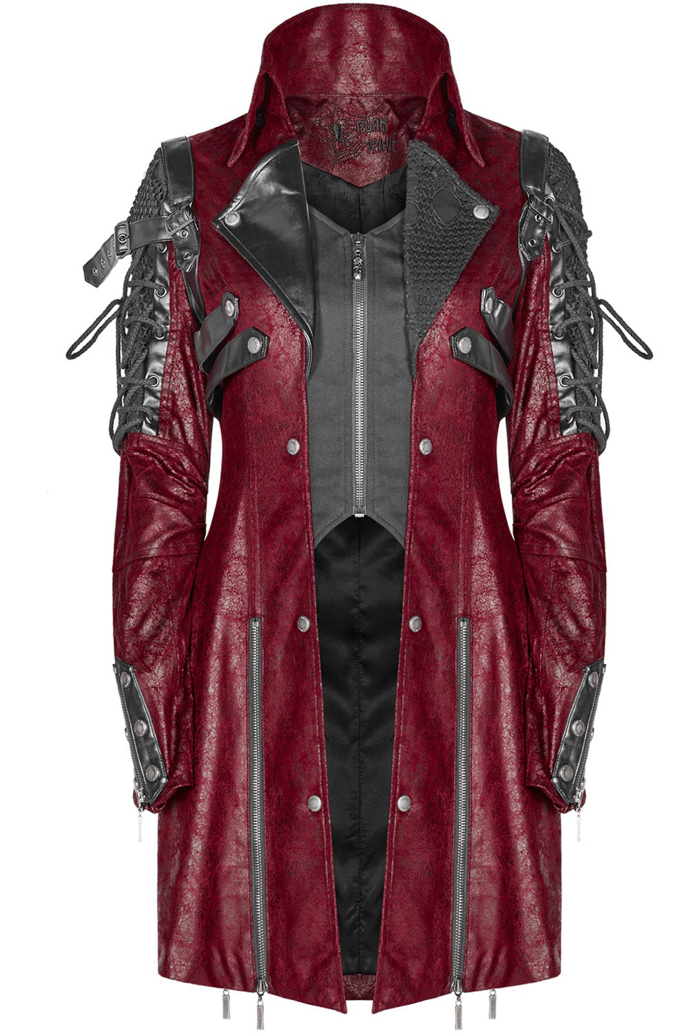 Vampiren Cyber Goth Leather Coat [BLOOD RED]