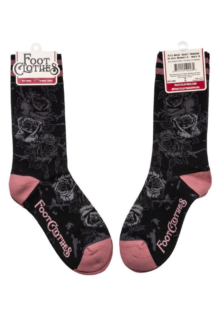 dark floral rose socks by footclothes