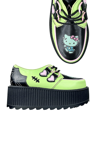 T.U.K offers Women Hello Kitty TUK Creepers Goth Platform Shoes US 8 Black/White Y2K