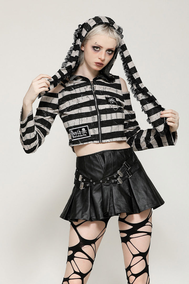 womens cropped emo girl hoodie