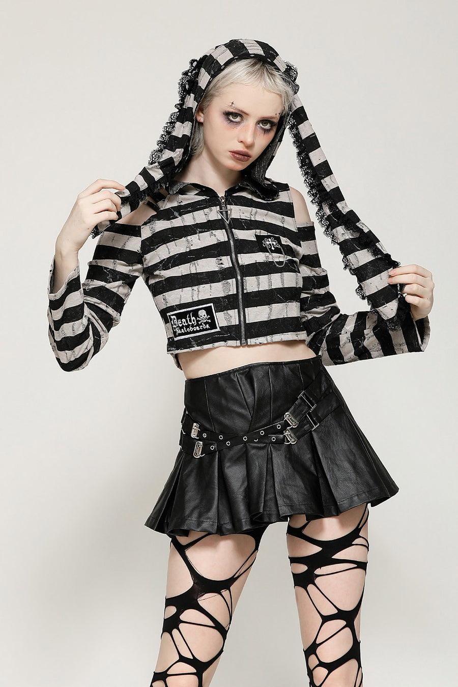 womens cropped emo girl hoodie
