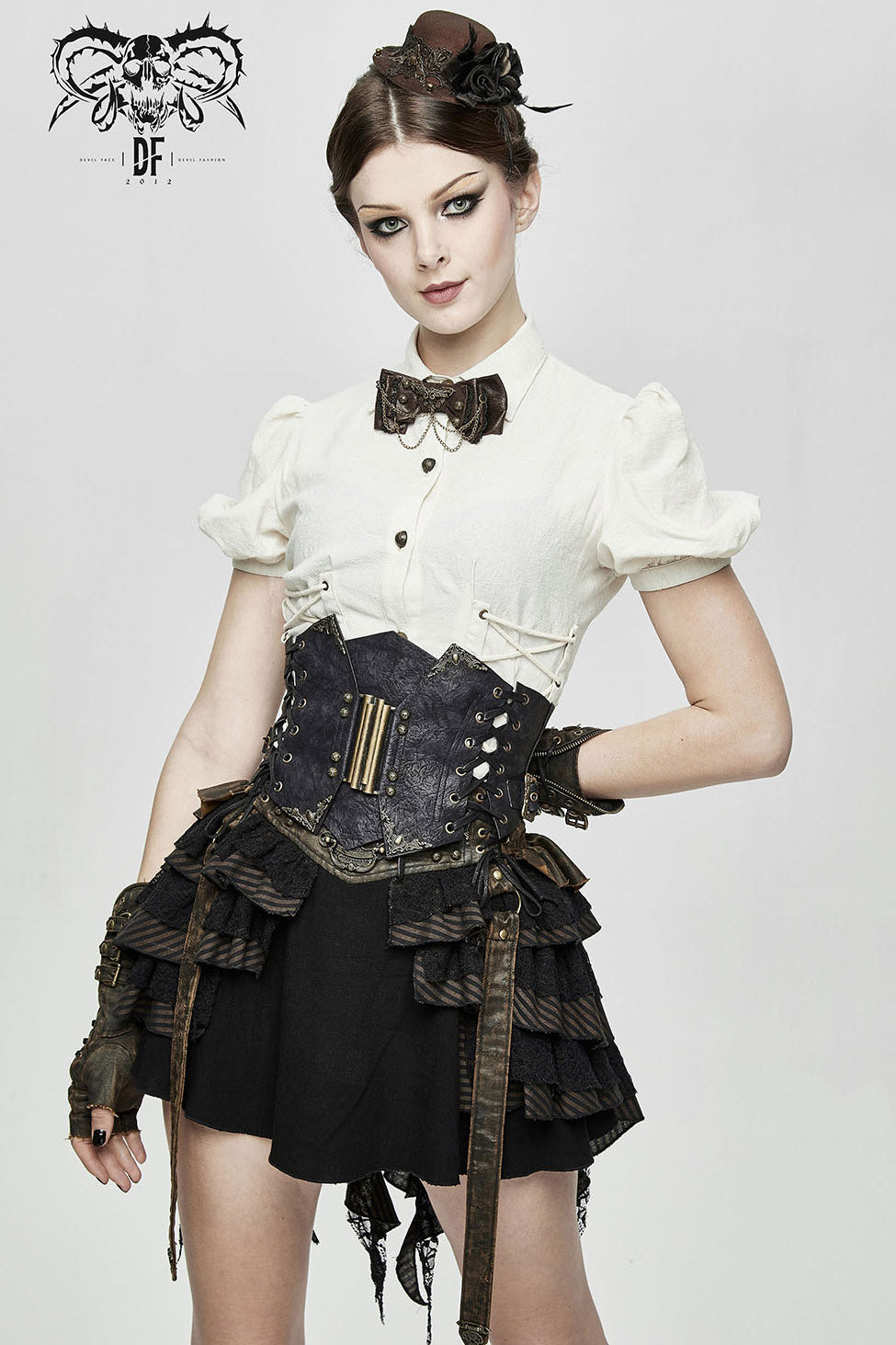 brown black gothic corset steampunk belt