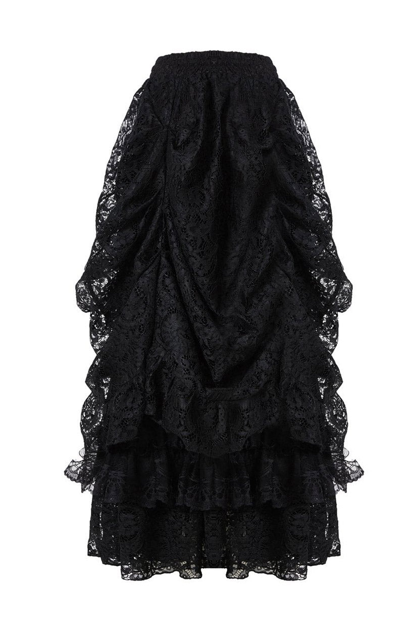Vampiric Bustle Maxi Skirt [Black]