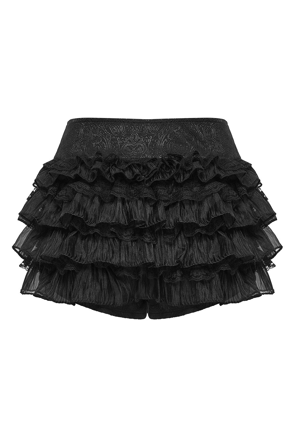 black layered womens ruffled bloomer shorts