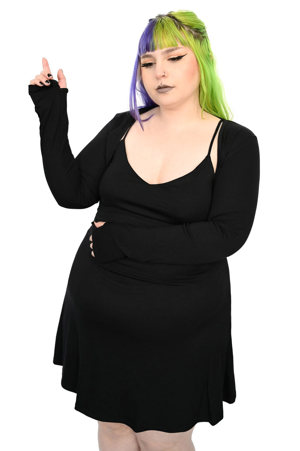 black gothic long sleeve cropped bolero shrug