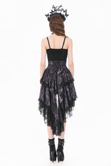 Victorian goth irregular hem purple skirt with bow