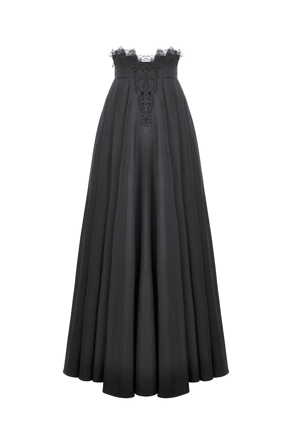 Black maxi skirt with embroidered waist