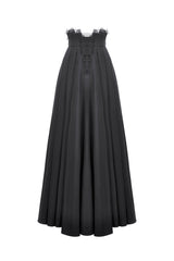 Black maxi skirt with embroidered waist