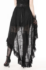 gothic ruffled lace long back skirt