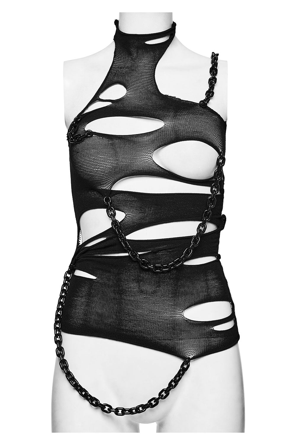 distressed mesh top with chain detail from Punk Rave
