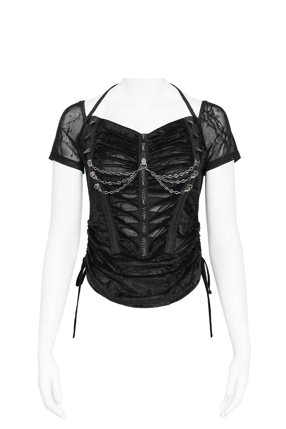 Womens goth fashion top with tie sides