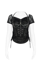 Womens goth fashion top with tie sides