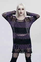 punk rave womens sweater with long sleeves that extend to cover hands to form integrated moody sleeve silhouette