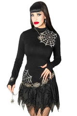 punk halloween spider web gothic long sleeve shirt brings classic horror-inspired style