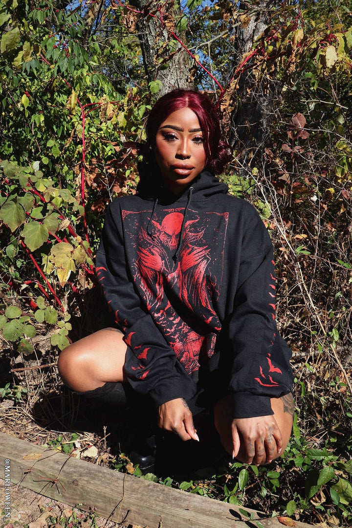 Nosferatu Hoodie w/ Red Bat Sleeves