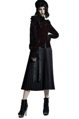 vintage inspired black and red velvet long sleeve top by punk rave