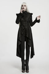 Victorian Lace Ruffle Gothic Vest with High Low Hem from Punk Rave