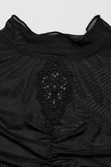 womens black mesh long sleeve gothic blouse