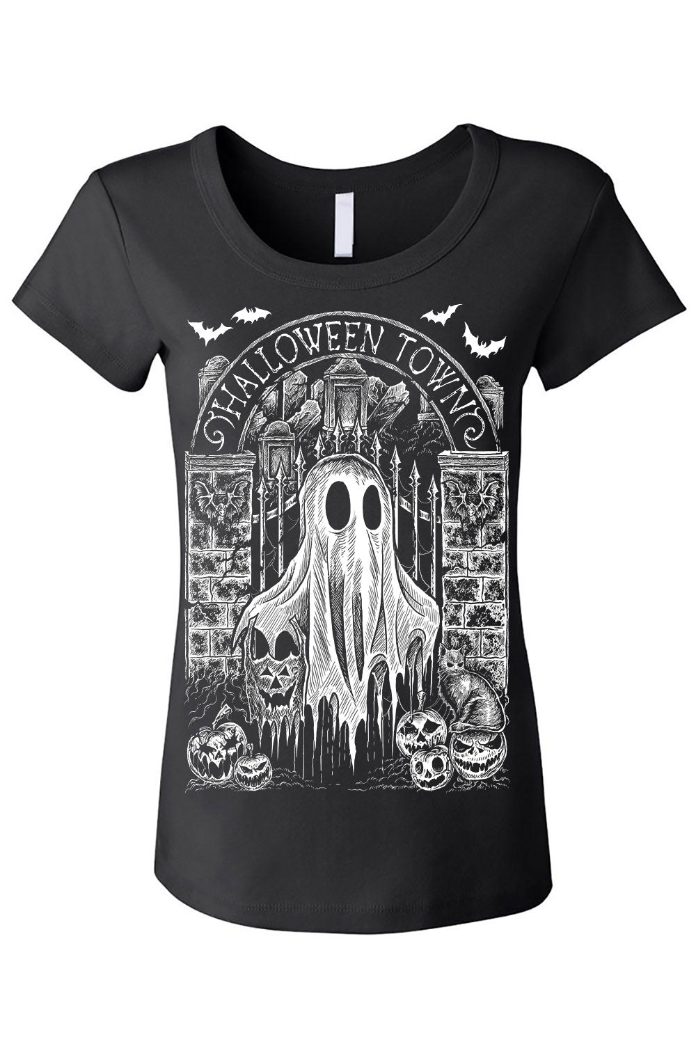 womens spooky halloween ghost t shirt