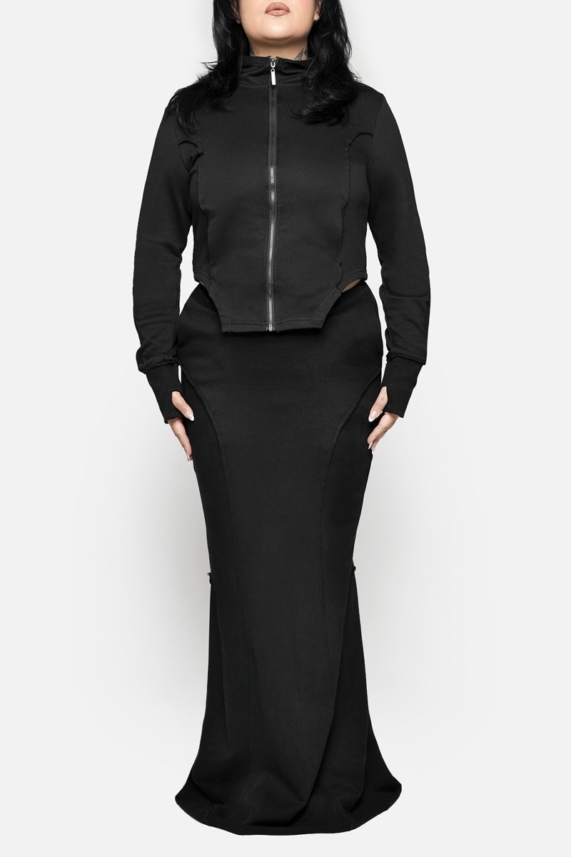 dramatic morticia addams inspired long maxi fishtail mermaid skirt