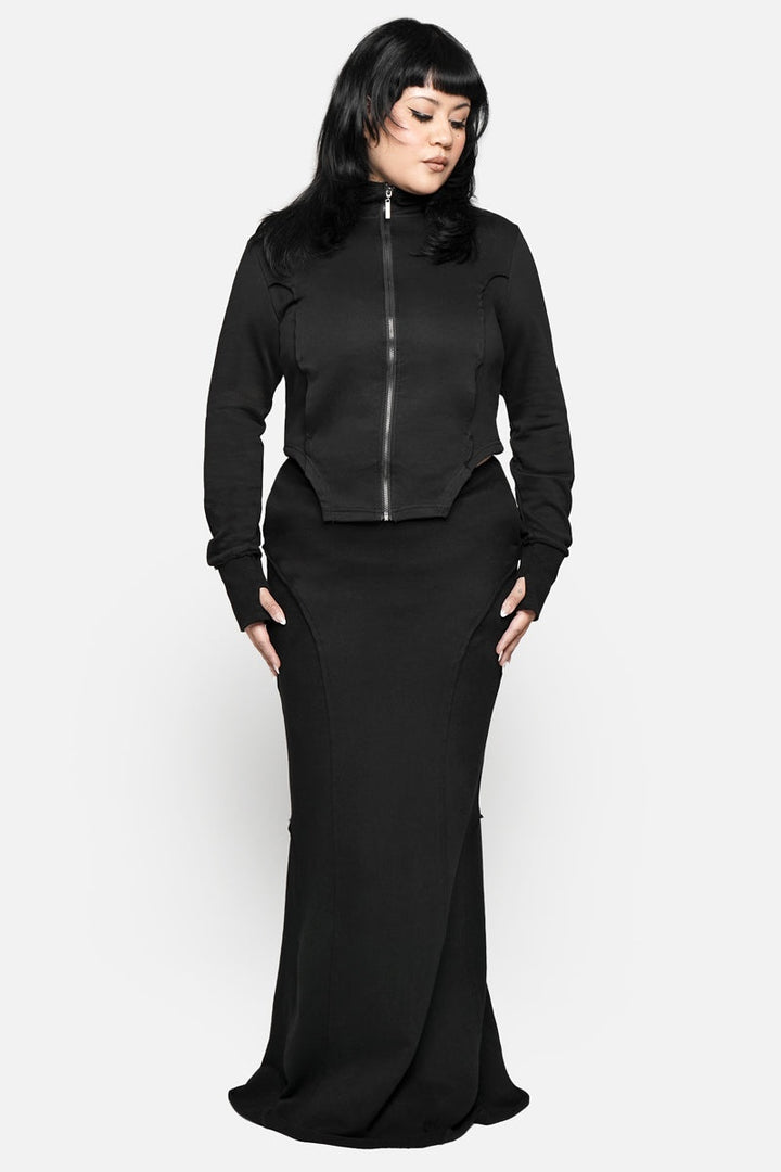 long maxi fishtail mermaid skirt with pockets