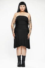 lightweight summer goth black strapless  dress