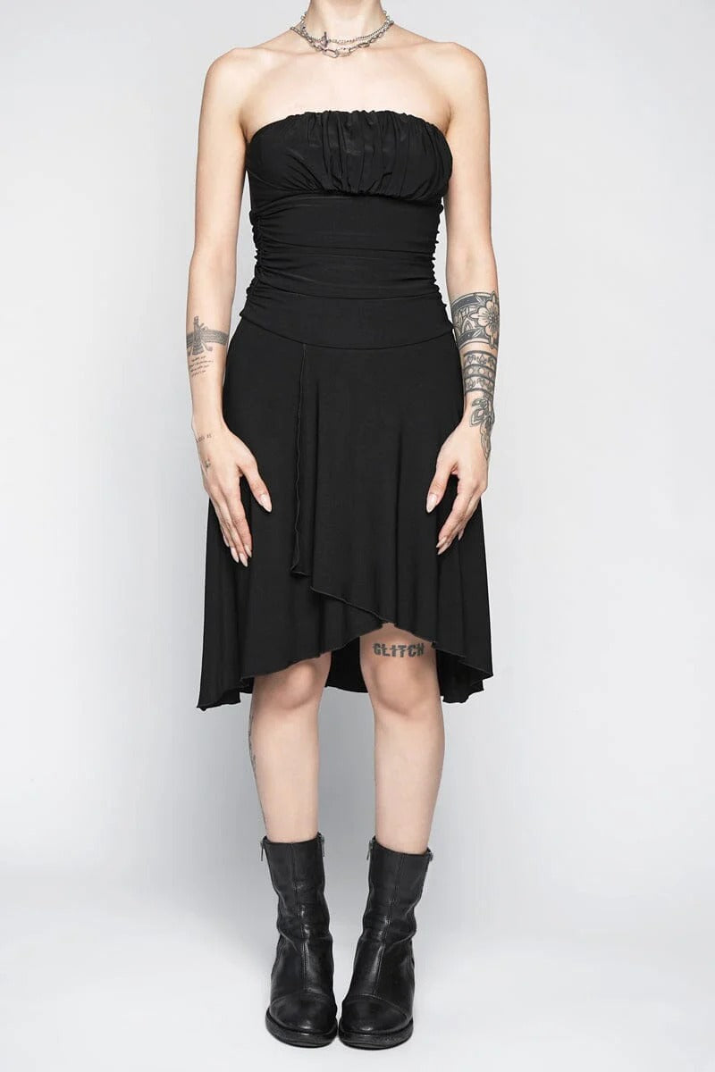 black strapless gothic dress