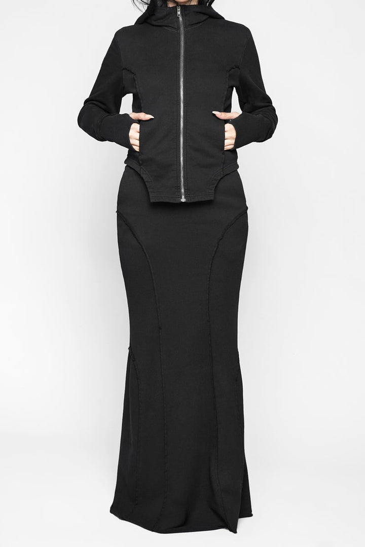 low-waisted long maxi fishtail skirt