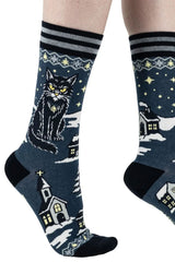 grumpy yule cat christmas xmas holiday crew socks