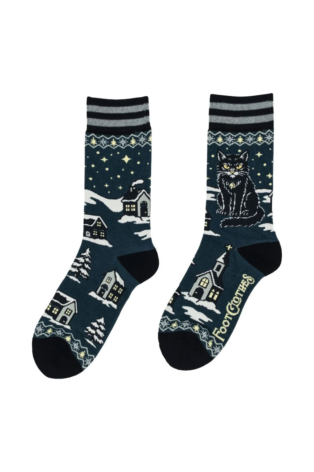 double terry toe and heel black cat socks