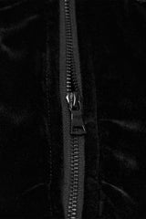 womens black velvet corset with zipper side